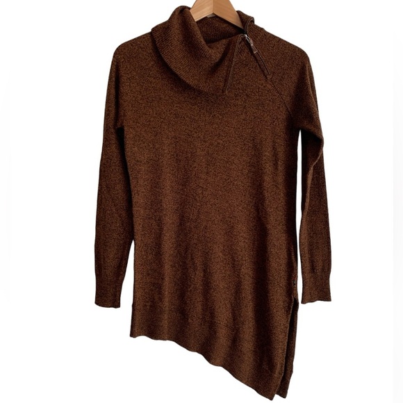 Smartwool Sweaters - Smartwool Cardamom Brown Cascade Asymmetrical Tunic Merino Wool Turtleneck Small